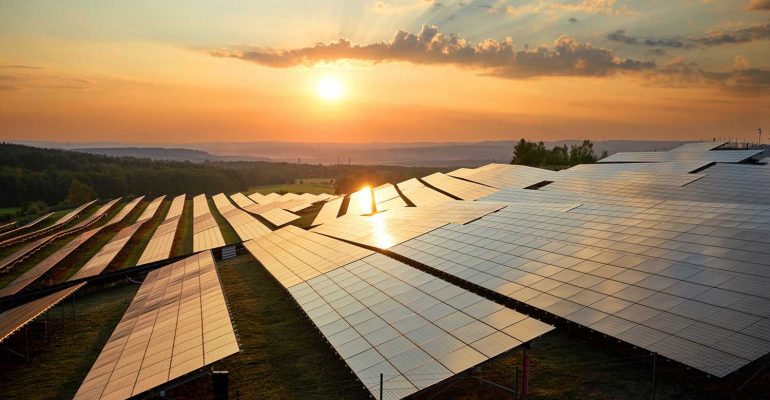 Placas solares en el campo