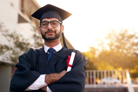 Portrait of a university student on graduation day